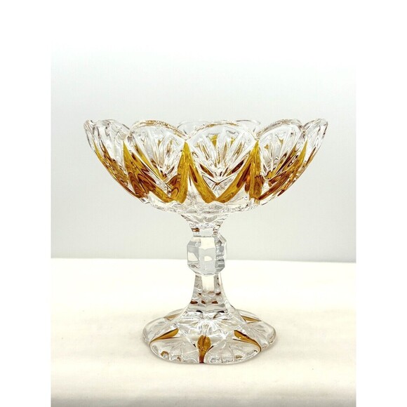 Unmarked Other - Vintage Heavy Brown Accents Glass Candy Dish Nut Bowl SKU449